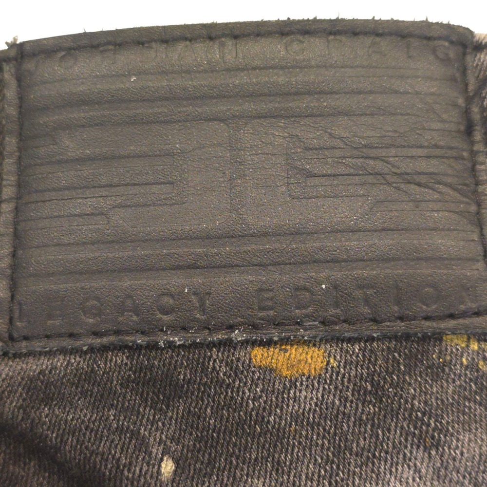 Jordan Craig Legacy Denim Shorts 46 Raw Hem Distress Splatter Stripe Gold Black - Picture 8 of 14